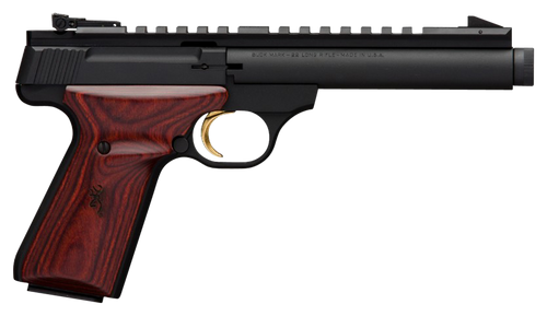 Browning 051527490 Buck Mark Field Target SR 22 LR 10+1 5.50" Black Threaded Bull Barrel, Matte Black Aluminum Frame, Picatinny Rail Receiver, Laminate Cocobolo Target Grip, Right Hand                