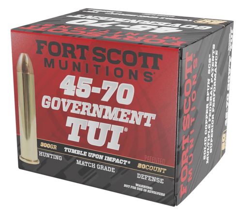 Fort Scott Munitions 4570300SCV1 Tumble Upon Impact (TUI) Brush Hog 45-70Gov 300gr Solid Copper Spun 20 Per Box/10 Case                                                                                 