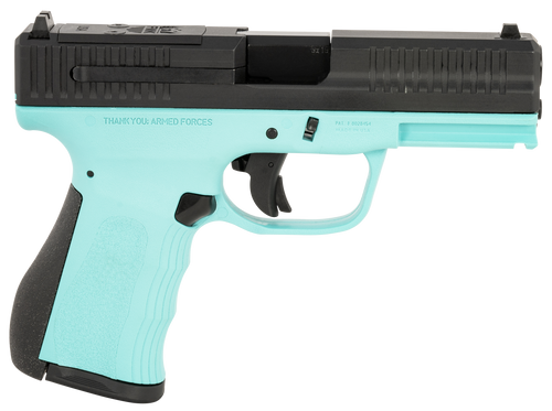 FMK FMKG49BJ G3  9mm Luger 14+1 4" Stainless Steel Barrel, Black Optic Cut/Serrated Carbon Steel Slide, Blue Jay Polymer Frame w/Picatinny Rail, Black Backstrap Grip                                   