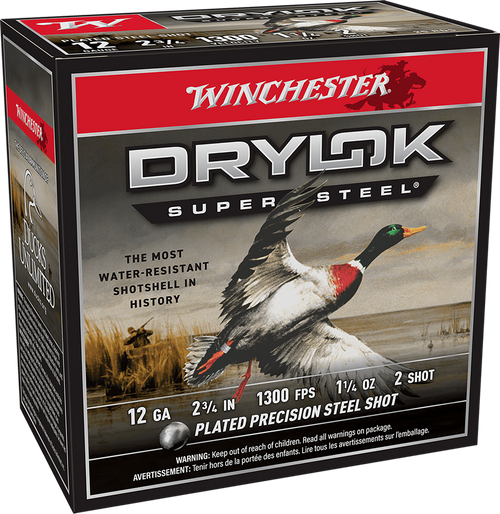 Winchester Ammo XSM122 Drylok Super Steel Magnum 12Gauge 2.75" 1 1/4oz 2Shot 25 Per Box/10 Case                                                                                                         