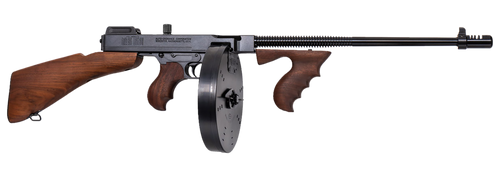 Thompson T1B100D 1927A-1 Deluxe Carbine 45 ACP Caliber with 18" Barrel, 20+1 Capacity (Stick), 100+1 Capacity (Drum), Blued Metal Finish, American Walnut Removable Fixed Stock & Wood Grip Right Hand  