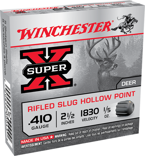 Winchester Ammo X41RS5 Super X  410Gauge 2.50" 1/5oz Rifled Slug Shot 5 Per Box/50 Case                                                                                                                 