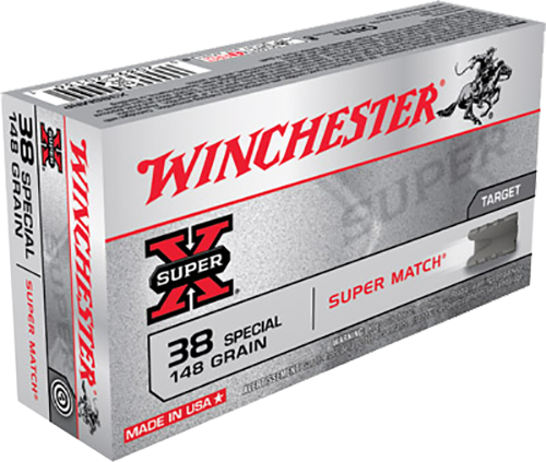 Winchester Ammo X38SMRP Super X  38Special 148gr Super Match Lead Semi Wadcutter 50 Per Box/10 Case                                                                                                     