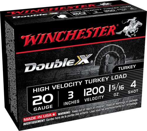 Winchester Ammo STH2034 Double X High Velocity Turkey 20Gauge 3" 1 5/16oz 4Shot 10 Per Box/10 Case                                                                                                      
