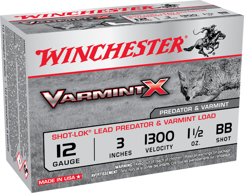 Winchester Ammo X123VBB Varmint X Shot-Lok 12Gauge 3" 1 1/2oz BBShot 10 Per Box/10 Case                                                                                                                  Winchester Ammo X123VBB Varmint X Shot-Lok 12Gauge 3" 1 1/2oz BBShot 10 Per Box/10 Case