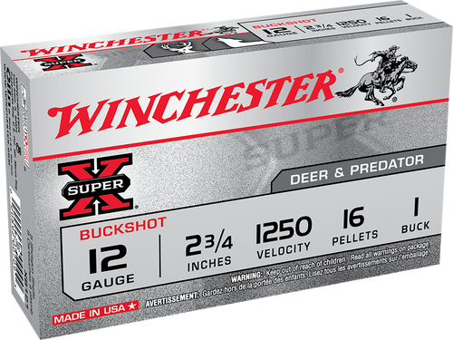 Winchester Ammo XB121 Super X  12Gauge 2.75" 1Buck Shot 5 Per Box/50 Case                                                                                                                                Winchester Ammo XB121 Super X  12Gauge 2.75" 1Buck Shot 5 Per Box/50 Case
