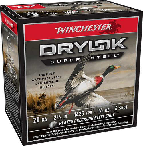 Winchester Ammo XS204 Drylok Super Steel Magnum 20Gauge 2.75" 3/4oz 4Shot 25 Per Box/10 Case                                                                                                            