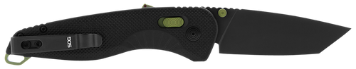 S.O.G SOG11410941 Aegis AT 3.13" Folding Drop Point Plain Black TiNi Cryo D2 Steel Blade/Black w/Moss Accents GRN Handle                                                                                