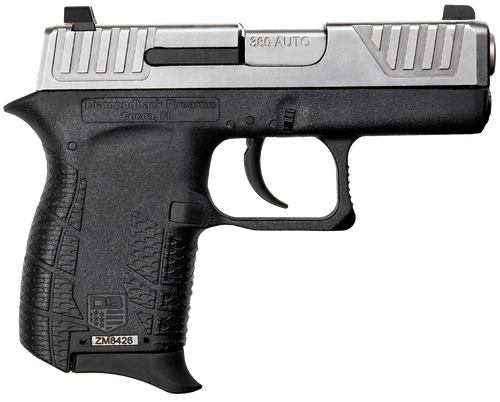 Diamondback DB0100E022 DB380 Gen4 Micro-Compact Frame 380 ACP 6+1, 2.80" Stainless Steel Barrel, Nickel Boron Serrated Stainless Steel Slide, Black Polymer Frame w/Beavertail & Grip                   