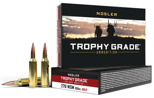 Nosler 60114 Trophy Grade Long-Range 270WSM 150gr Nosler Spitzer AccuBond Long Range 20 Per Box/10 Case                                                                                                 