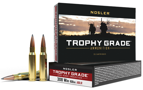 Nosler 60101 Trophy Grade Long-Range 308Win 168gr Nosler Spitzer AccuBond Long Range 20 Per Box/10 Case                                                                                                 