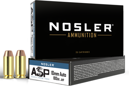 Nosler 51412 Assured Stopping Power Handgun 10mmAuto 180gr Jacketed Hollow Point 50 Per Box/10 Case                                                                                                     