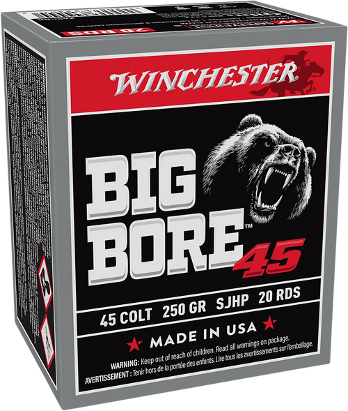 Winchester Ammo X45CBB Big Bore  45Colt 250gr Semi Jacketed Hollow Point 20 Per Box/10 Case                                                                                                             