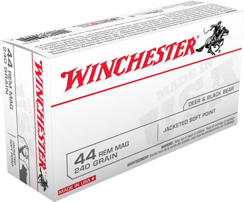 Winchester Ammo Q4240 USA  44RemMag 240gr Jacketed Soft Point 50 Per Box/10 Case                                                                                                                        