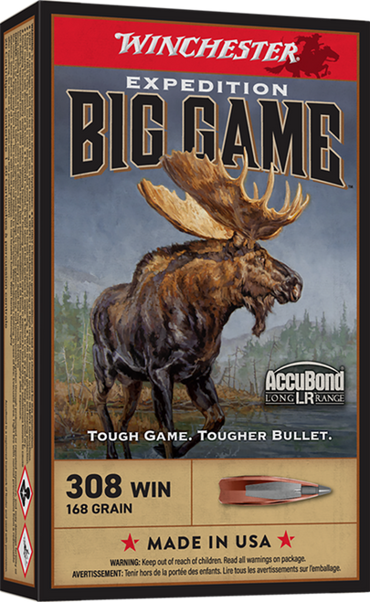 Winchester Ammo S308LR Expedition Big Game Long Range 308Win 168gr Nosler AccuBond Long-Range 20 Per Box/10 Case                                                                                        