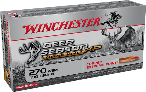 Winchester Ammo X270SDSLF Deer Season XP Copper Impact 270WSM 130gr Copper Extreme Point Lead-Free 20 Per Box/10 Case                                                                                    Winchester Ammo X270SDSLF Deer Season XP Copper Impact 270WSM 130gr Copper Extreme Point Lead-Free 20 Per Box/10 Case
