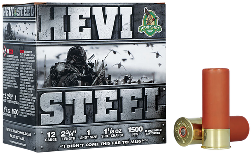 HEVI-Shot HS61221 HEVI-Steel  12Gauge 2.75" 1 1/8oz 1Shot 25 Per Box/10 Case                                                                                                                            