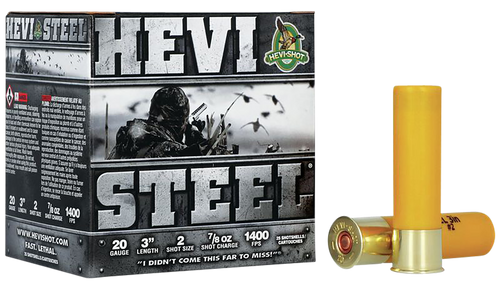 HEVI-Shot HS62002 HEVI-Steel  20Gauge 3" 7/8oz 2Shot 25 Per Box/10 Case                                                                                                                                 