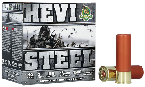 HEVI-Shot HS60088 HEVI-Steel  12Gauge 3" 1 1/4oz BBShot 25 Per Box/10 Case                                                                                                                              