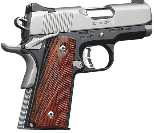 Kimber Mfg.,inc 3200057CA Ultra CDP II (CA) 45 ACP 7+1 3" Satin Silver Stainless Steel Slide Matte Black KimPro II Rosewood Double Diamond Grip                                                         