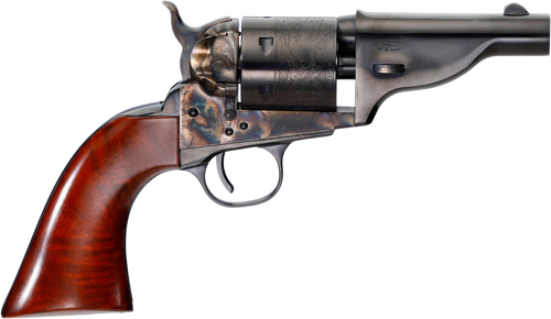 Taylors & Company 550958 Uberti Hickok Open-Top 38 Special 6 Shot 3.50" Blued Barrel, Blued Engraved Cylinder, Color Case Hardened Steel Frame, Walnut Army Grip, Hammer Bar Safety, Exposed Hammer     