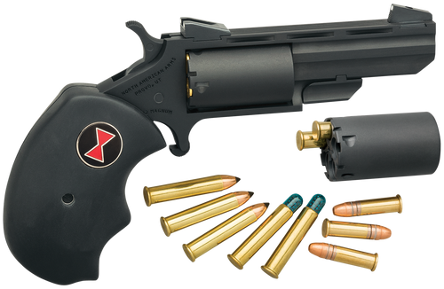 North American Arms BWCCRK Black Widow  22 LR or 22 WMR 5 Shot 2" Vent Rib Barrel, Overall Stainless Finish, Finger Grooved Black Rubber Grip & Fixed Sights Includes Cylinder                          
