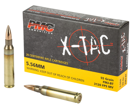 PMC 556X X-Tac  5.56x45mmNATO 55gr Full Metal Jacket Boat Tail 20 Per Box/50 Case                                                                                                                       