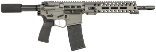 Patriot Ordnance Factory 01802 Minuteman Direct Impingement 5.56x45mm NATO Caliber with 10.50" Barrel, 30+1 Capacity, Tungsten Metal Finish, Buffer Tube Stock & Black MFT Grip Right Hand              