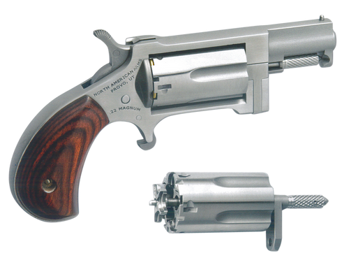 North American Arms SWC Sidewinder Conversion 22 LR/22 WMR 5 Shot 1.50" Stainless Steel Barrel, Frame & Cylinder, Rosewood Birdshead Grip, Exposed Hammer                                               