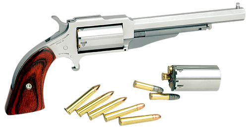 North American Arms 18604C 1860 The Earl *CA Compliant 22 LR/22 WMR 5 Shot 4" Stainless Steel Barrel, Frame & Cylinder, Rosewood Boot Grip, Exposed Hammer                                              