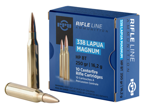 PPU PP338H Standard Rifle  338LapuaMag 250gr Hollow Point Boat Tail 10 Per Box/20 Case                                                                                                                   PPU PP338H Standard Rifle  338LapuaMag 250gr Hollow Point Boat Tail 10 Per Box/20 Case
