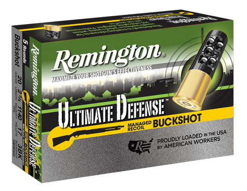 Remington Ammunition 20681 Ultimate Defense Buckshot 20Gauge 2.75" 3Buck Shot 5 Per Box/20 Case                                                                                                         