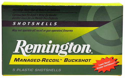 Remington Ammunition 20282 Managed Recoil Buckshot 12Gauge 2.75" 00Buck Shot 5 Per Box/20 Case                                                                                                          