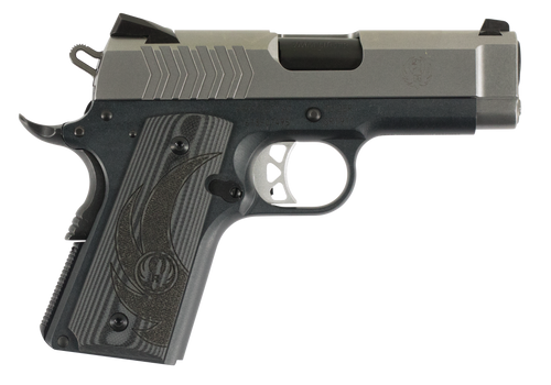 Ruger 6758 SR1911 Officer-Style 9mm Luger 7+1 3.60" Black Steel Barrel, Serrated Stainless Steel Slide, Tungsten Gray Cerakote Aluminum Frame w/Beavertail, Deluxe Checkered G10 Grip                   