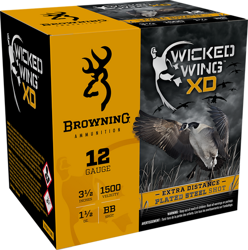 Browning Ammo B193411240 Wicked Wing XD  12Gauge 3.50" 1 1/2oz BBShot 25 Per Box/10 Case                                                                                                                