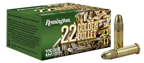 Remington Ammunition 21229 Golden Bullet Rimfire 22LR 36gr Plated Hollow Point 225 Per Box/10 Case                                                                                                      