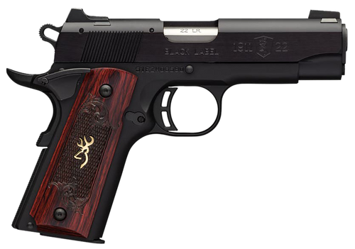 Browning 051852490 1911 Black Label Medallion Compact 22 LR 10+1, 3.63" Target Crown Barrel, Matte Black Serrated Slide & Aluminum Frame w/Beavertail                                                   