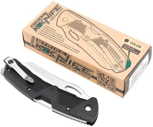 Strike Industries K1BK K1  3.51" Folding Plain AUS-8A SS Blade Black Textured Polymer Handle Includes Pocket Clip                                                                                       