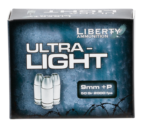 Liberty Ammunition LAUL9052 Ultra-Light  9mmLuger+P 50gr Lead Free Fragmenting Hollow Point 20 Per Box/10 Case                                                                                          