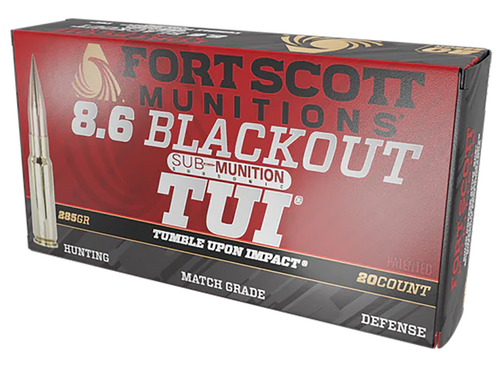 Fort Scott Munitions 86BLK285SCV2SS Tumble Upon Impact (TUI)  8.6Blackout 285gr Solid Copper Spun 20 Per Box/10 Case                                                                                    