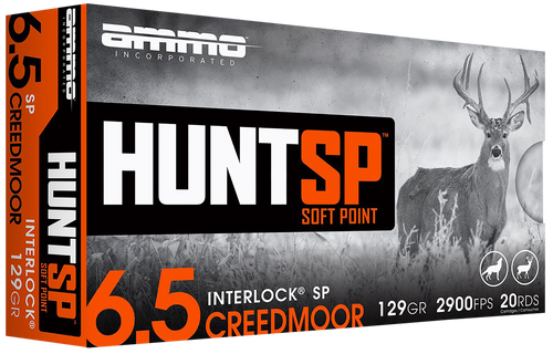Ammo Inc 65CM129SPA20 Hunt  6.5Creedmoor 129gr Soft Point 20 Per Box/10 Case                                                                                                                            