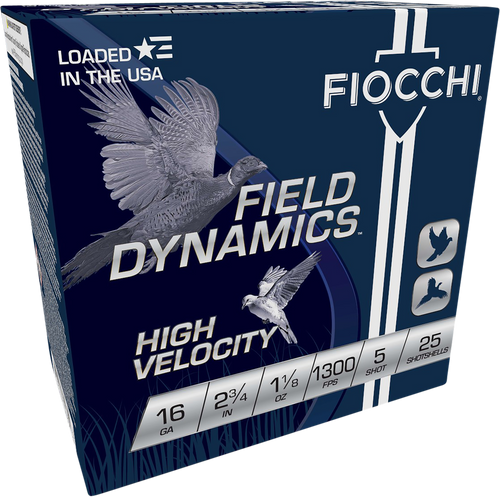 Fiocchi 16HV5 Field Dynamics High Velocity 16Gauge 2.75" 1 1/8oz 5Shot 25 Per Box/10 Case                                                                                                               