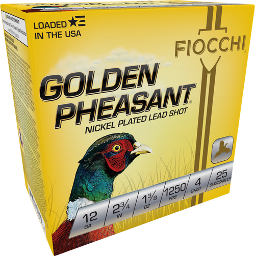 Fiocchi 12GP4 Golden Pheasant Extrema 12Gauge 2.75" 1 3/8oz 4Shot 25 Per Box/10 Case                                                                                                                    