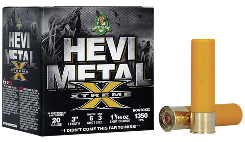 HEVI-Shot HS39206 HEVI-Metal Extreme 20Gauge 3" 1 1/16oz Steel/Tungsten 6/3Shot 25 Per Box/10 Case                                                                                                      
