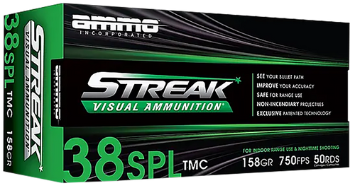 Ammo Inc 38158TMCSTRKGRN50 Streak Visual (GREEN)  38Special 158gr Total Metal Case 50 Per Box/20 Case                                                                                                   