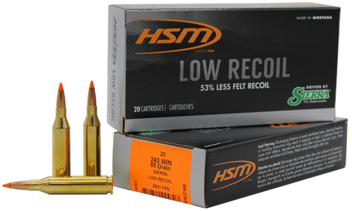 HSM 24318N Low Recoil  243 Win 85 gr Orange Polymer Tip 20 Per Box/ 25 Case                                                                                                                             