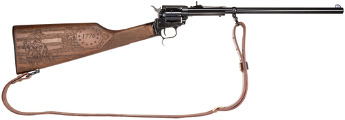 Heritage Mfg BR226B16HSWB15 Rough Rider Rancher 22 LR 6rd 16", Blued Barrel/Rec, Independence Day Engraved Walnut Stock, Leather Sling Included                                                         