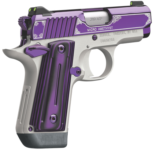 Kimber Mfg.,inc 3300160 Micro Amethyst NS 380 ACP 7+1 2.75" Amethyst purple PVD Stainless Steel Slide Satin Silver G10 Grip                                                                             