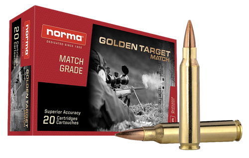 Norma Ammunition 10157692 Dedicated Precision Golden Target Match 223Rem 69gr Boat Tail Hollow Point 20 Per Box/10 Case                                                                                 