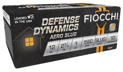Fiocchi 12SLUG Defense Dynamics Aero 12Gauge 2.75" 1oz RifledSlug Shot 10 Per Box/25 Case                                                                                                                Fiocchi 12SLUG Defense Dynamics Aero 12Gauge 2.75" 1oz RifledSlug Shot 10 Per Box/25 Case
